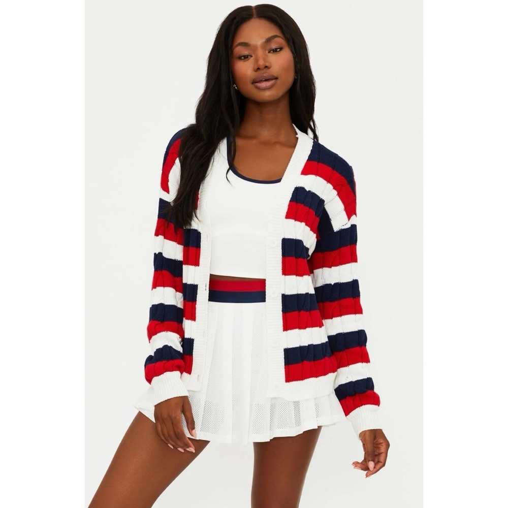 Beach Riot Sherry Cardigan Cherry Indigo Stripes